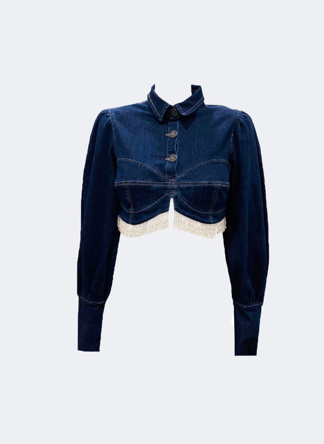!LİMİTED EDİTİON! Püskül taş işlemeli crop gömlek