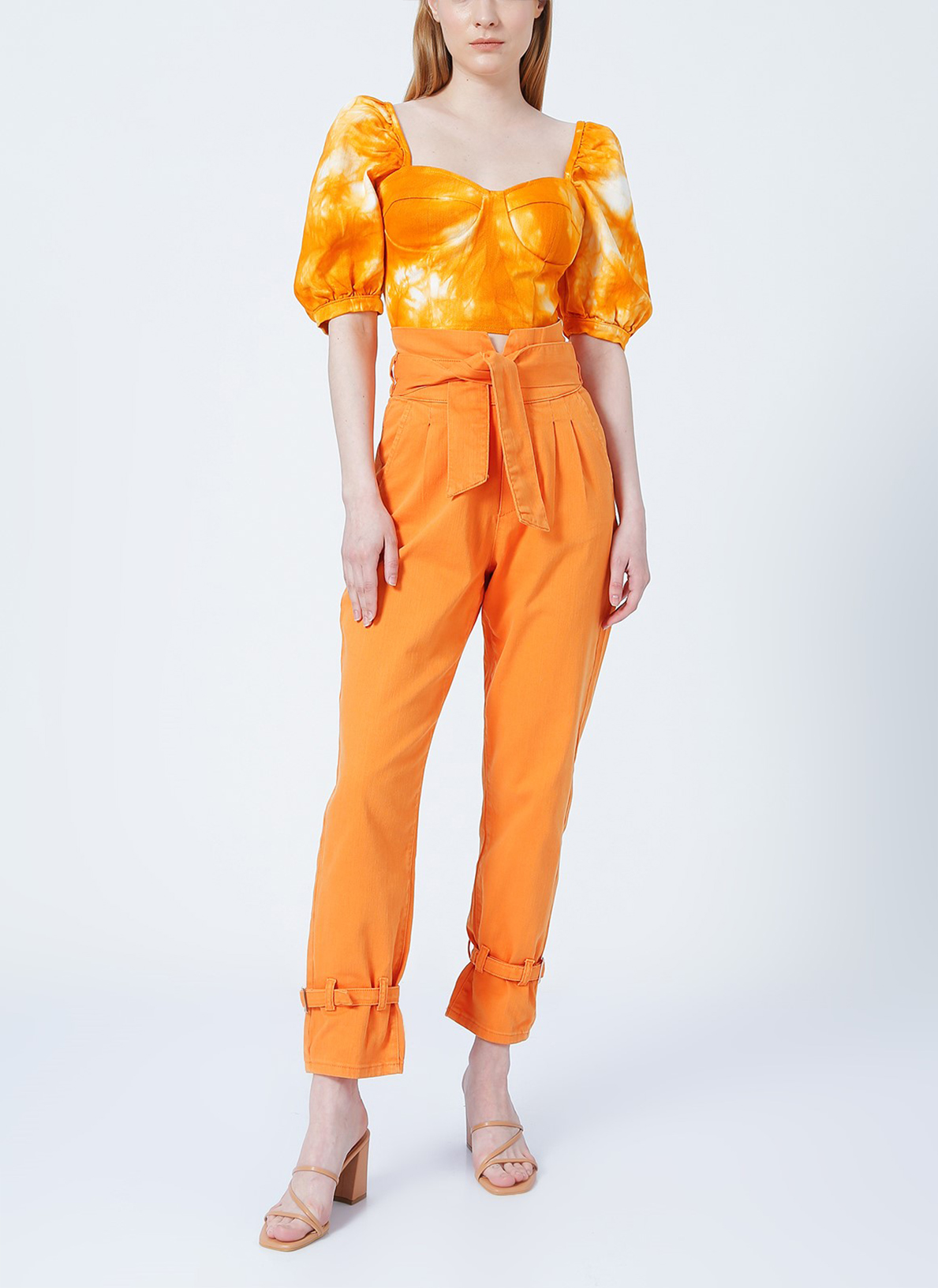 RG-204 Metal tokalı yüksek bel pantolon