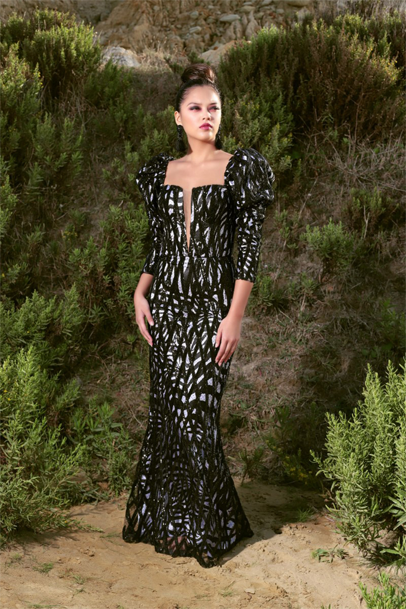 Zebra Astar Transparan Maxi Boy Payet Elbise                                           KİRALAMA                                 